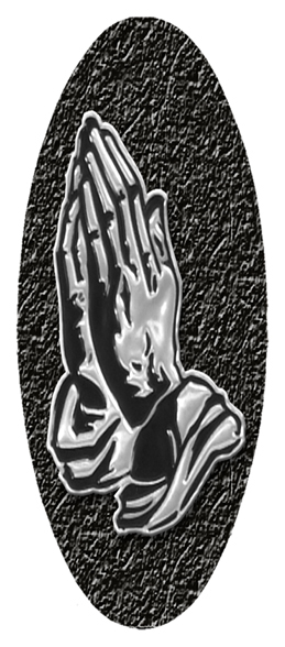 Silver Praying Hands Black Background